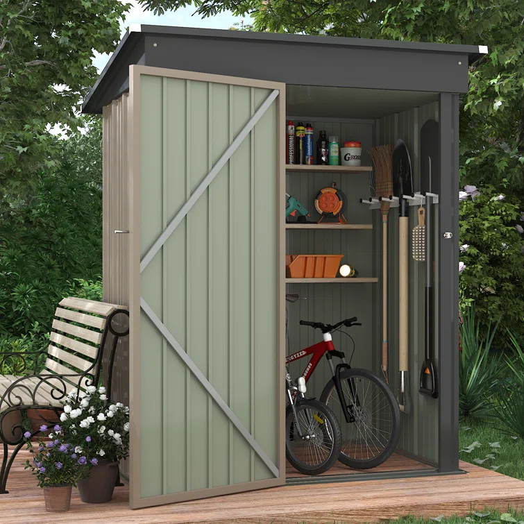 5 ft. W X 3 ft. D Galvanized Steel Storage Shed