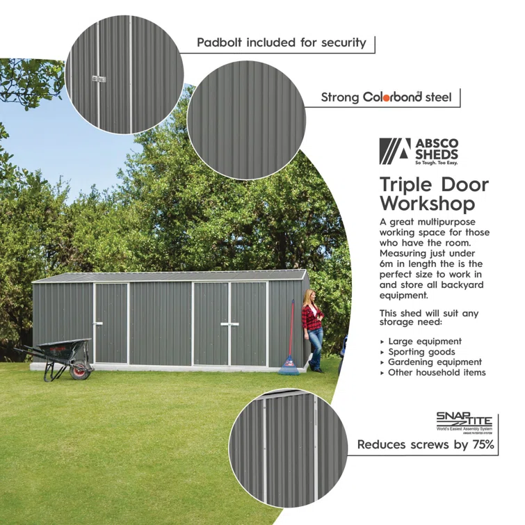 Utility 20 ft. W x 10 ft. D Metal Storage Shed