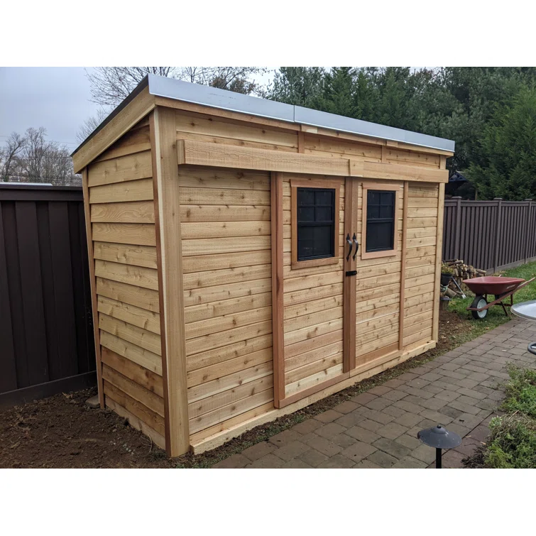 12 ft. W x 4 ft. D Sliding Door Cedar Wood Storage Shed