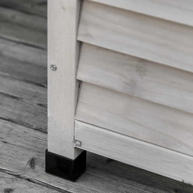 Outsunny 75 Gallon Water Resistant Fir Solid Wood Deck Box in Gray