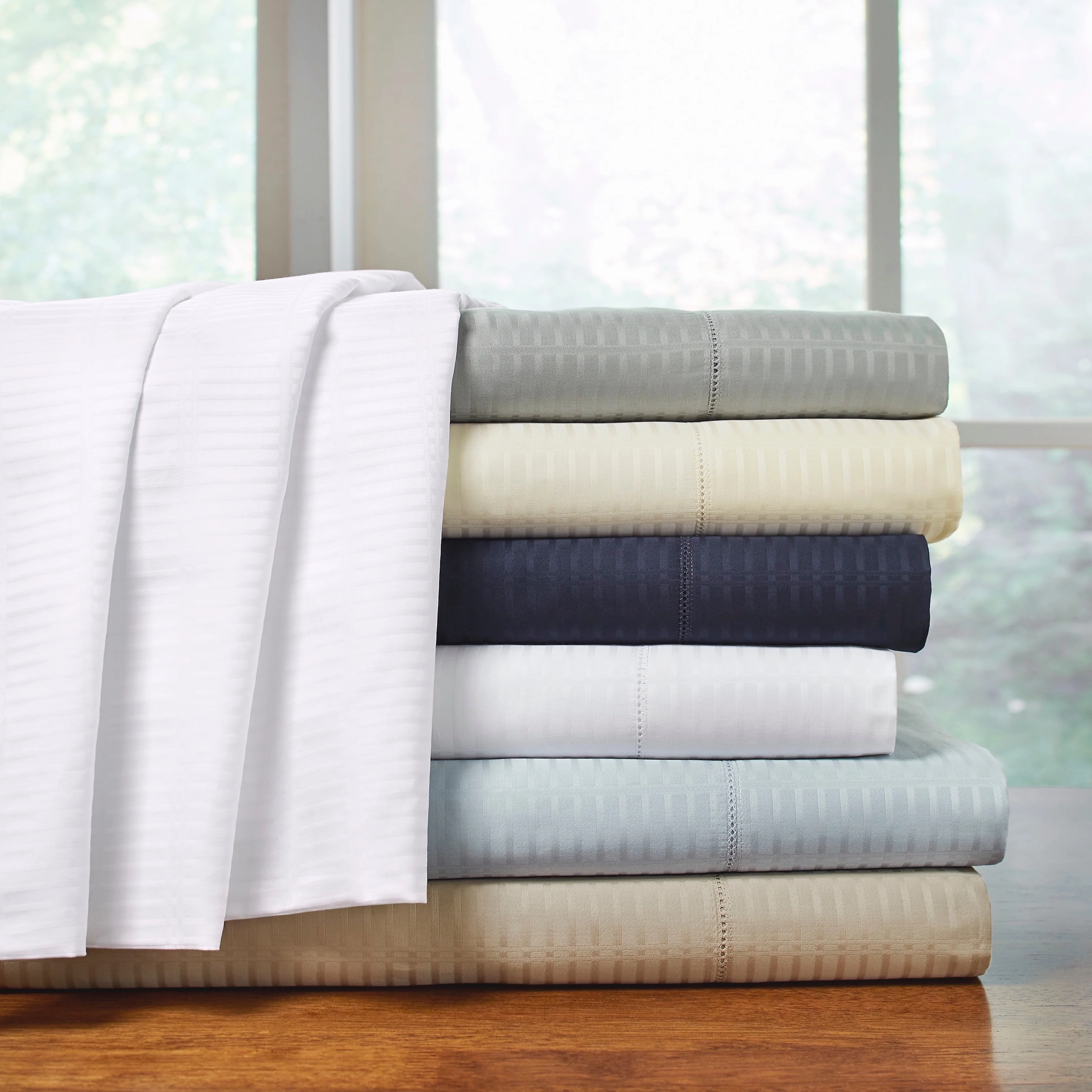 Pointehaven 450 TC Dobby Long Staple Cotton Oversized Bed Sheet Set