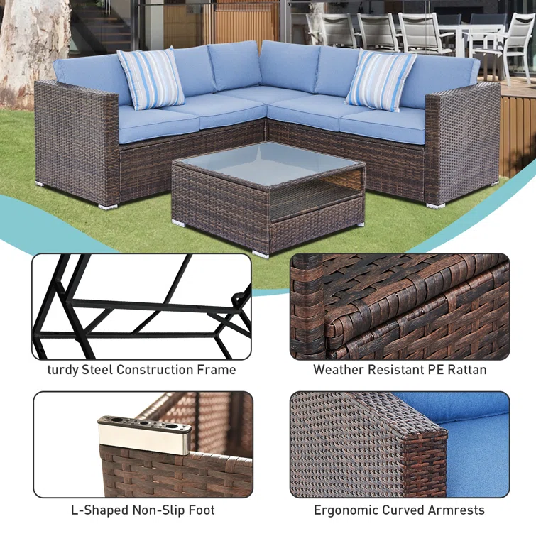 5 - Person Outdoor Seating Group with Cushions