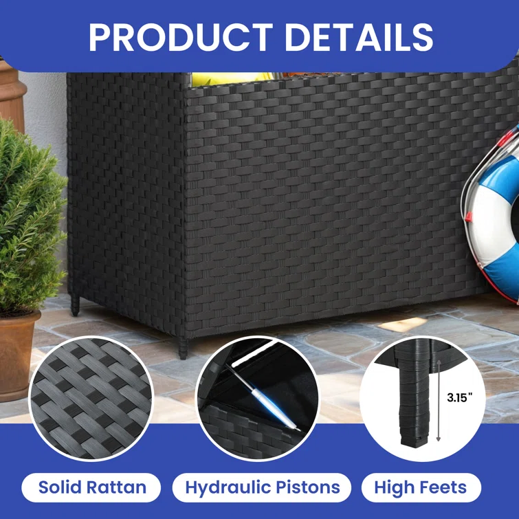 Edrosie Inc 60.23'' W 170 Gallons Water Resistant Deck Box in Black