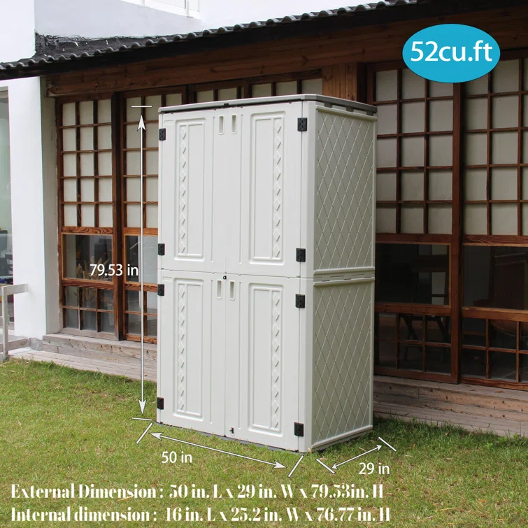 4 ft. W x 2 ft. D Plastic Vertical Tool Shed