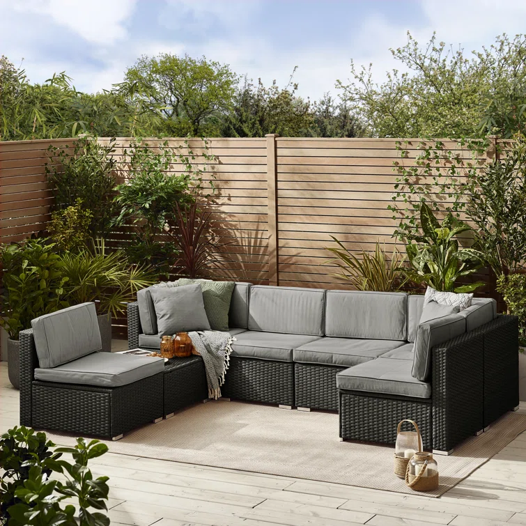 Miacomet Modular Garden Sofa and Table PE Rattan for Modern Gardens and Patios (Cover Included)
