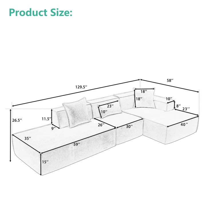 Nehamiah 3 - Piece Upholstered Sectional