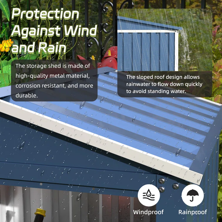 3 ft. W x 3 ft. D Galvanized Steel Garbage Shed, Used for Outdoor Small Tools Storage