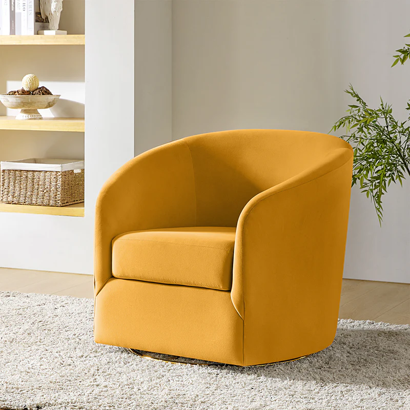 Emanuela Velvet Swivel Barrel Armchair