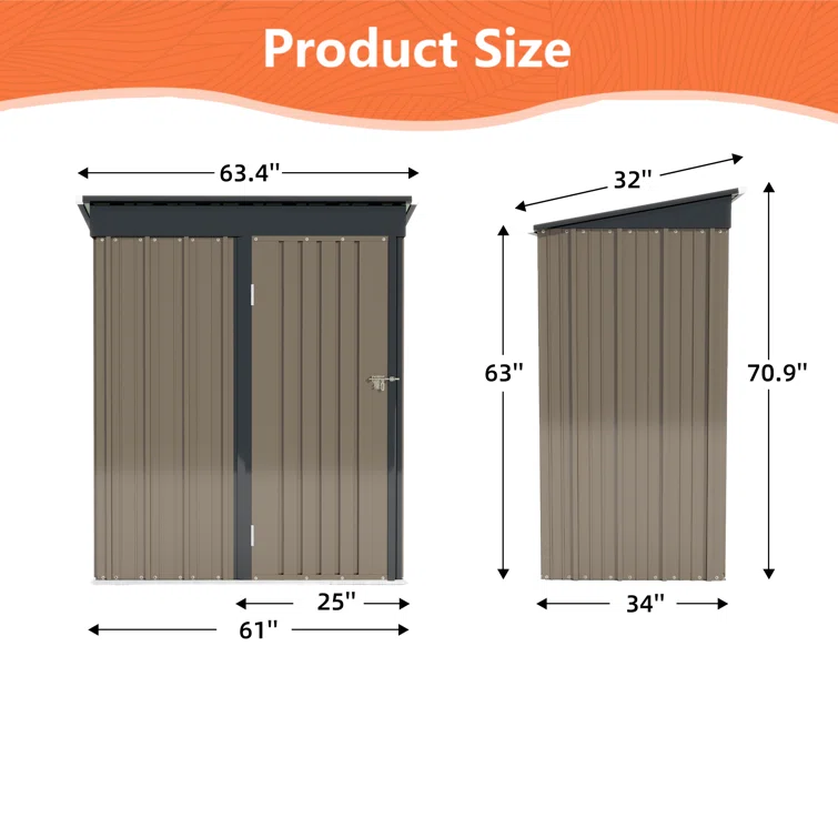 5*3FT Outdoor Storage Shed