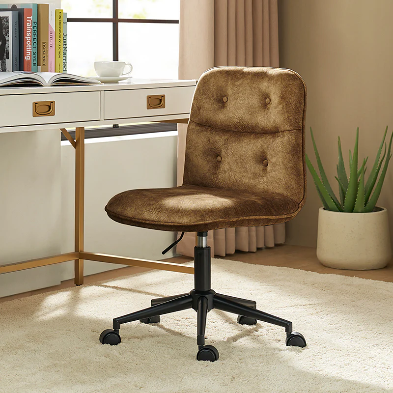 Leonhard Upholstered Swivel Task Chair: Plush Velvet Feel with Linen-Inspired Fabric, Adjustable Height, and Wheels