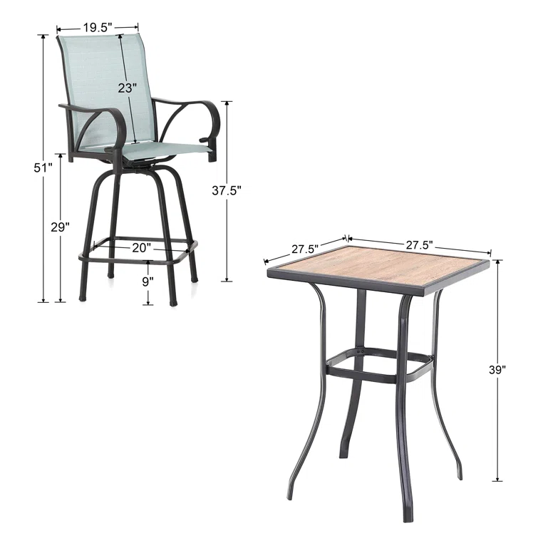 Alyne 2 - Person Square Outdoor Dining Set