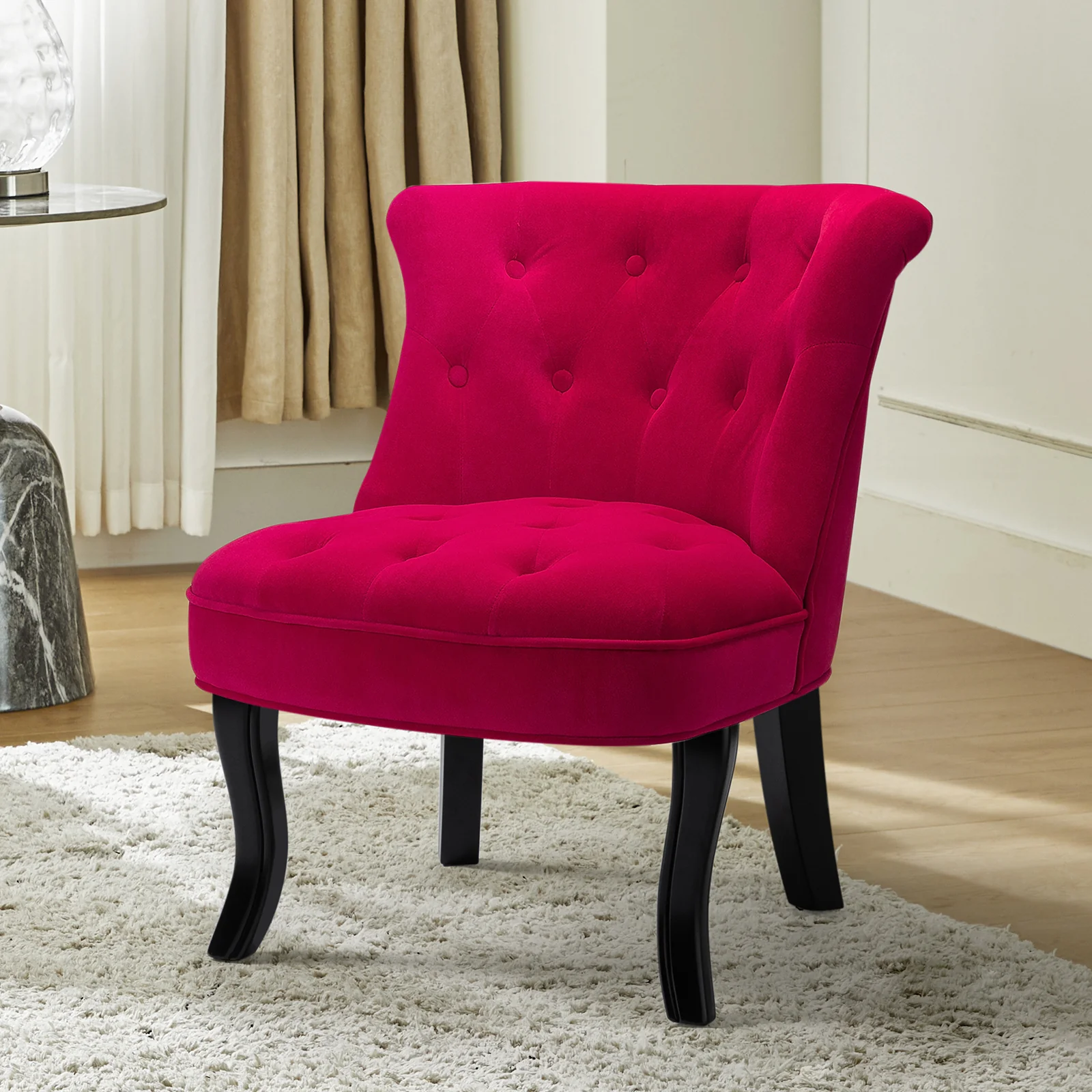 Elegantly Curved Jonnie Tufted Vanity Stool