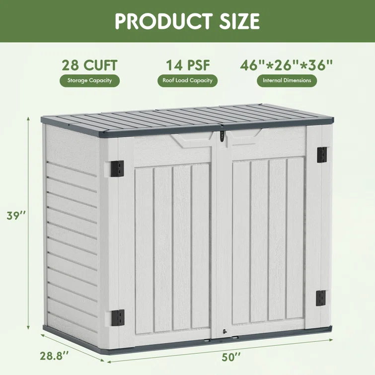 4 ft. W x 2 ft. D Resin Horizontal Garbage Shed