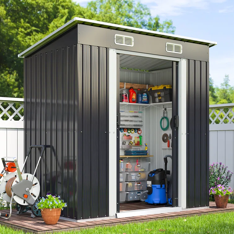 6 ft. W in. x 4 ft. D in. Galvanized Steel Horizontal Storage Shed with Sliding Door