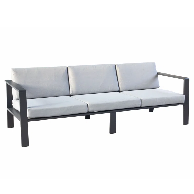 4 Pieces Outdoor Five-Seater Conversation Sets With Grey Cushions