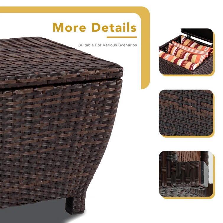 Sundale Outdoor 19.68'' W 13 Gallons Water Resistant Wicker Deck Box