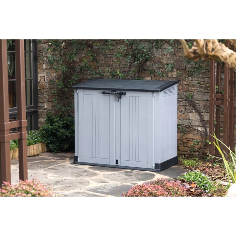 Keter Store It Out Prime Durable Resin Outdoor Storage Shed With Floor and Double Doors for Garden Patio Furniture and Tools