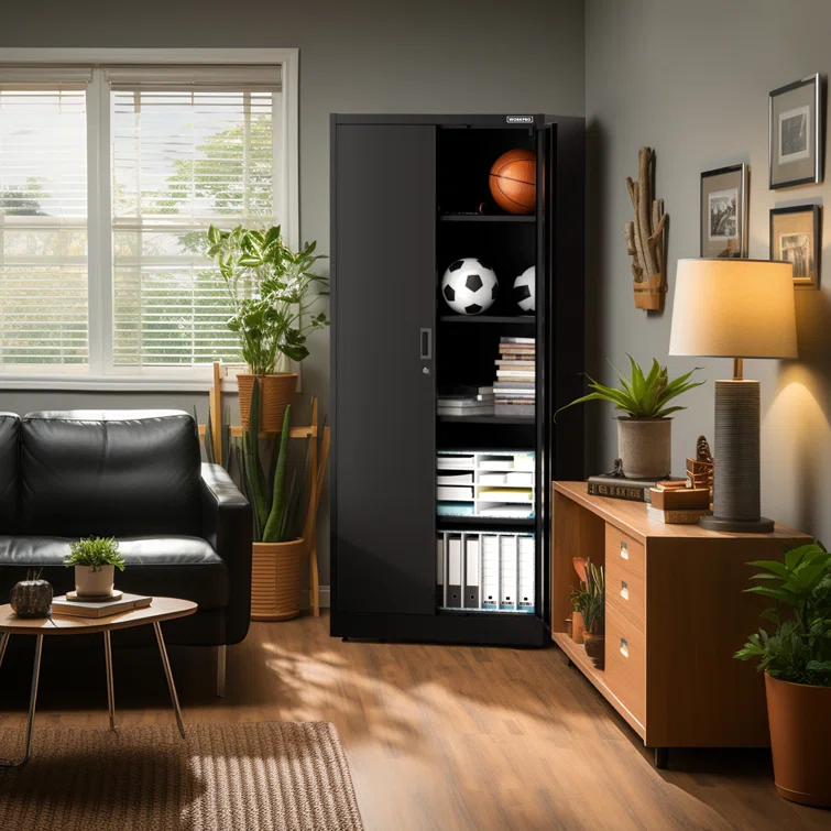 Storage Cabinet, Metal Garage Cabinets with Doors and Shelves, 71"x 31-1/2"x 15-3/4"