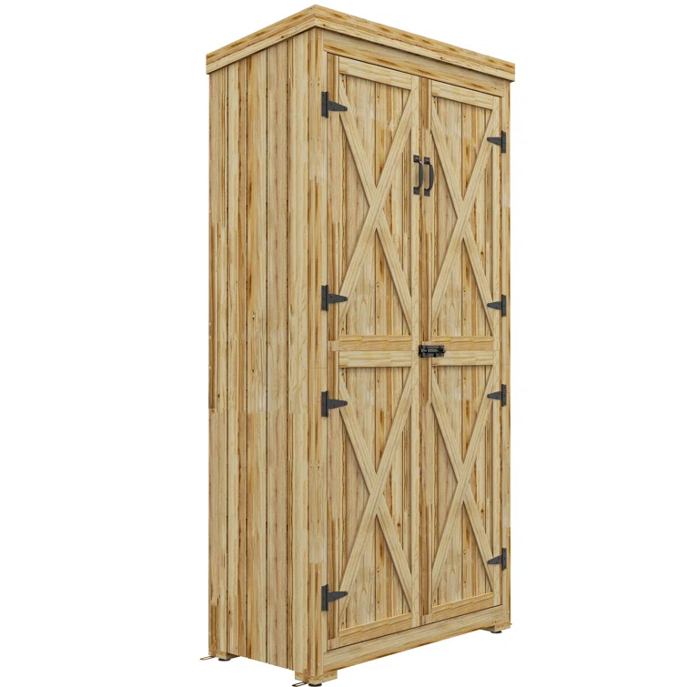 Charlain 3 ft. W x 1 ft. D Wood Vertical Tool Shed