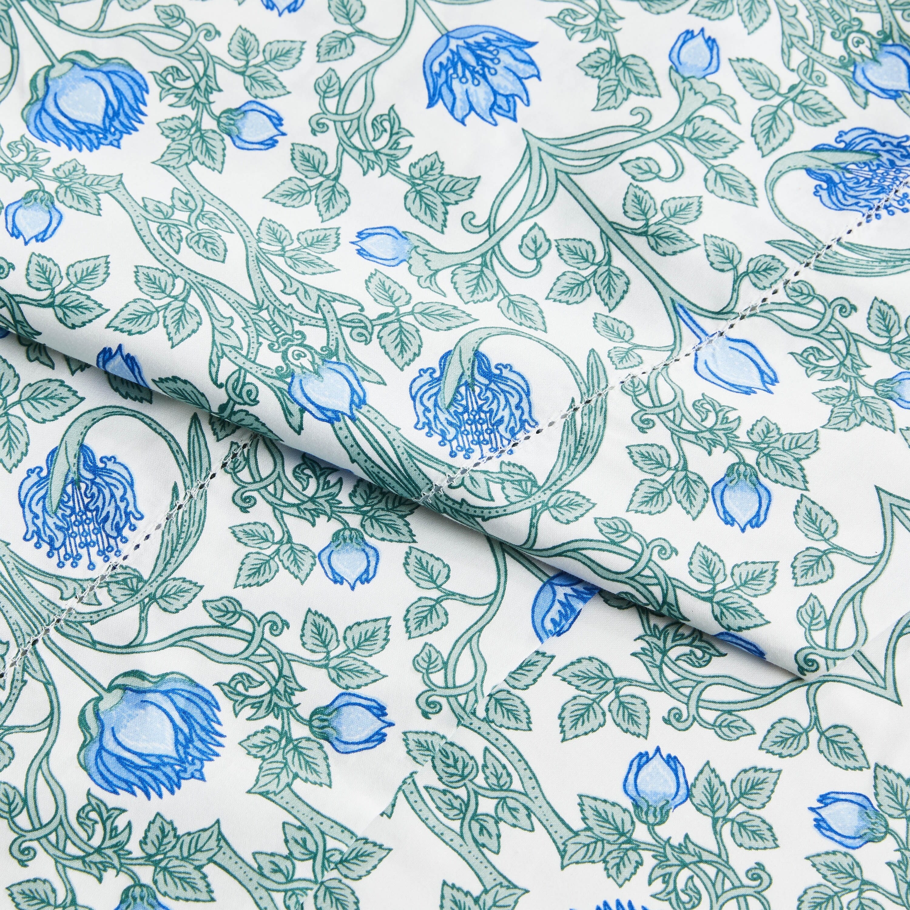 Printed Design Cotton Collection 400 Thread Count Blue Floral Crafted Sheet Set and Pillowcases