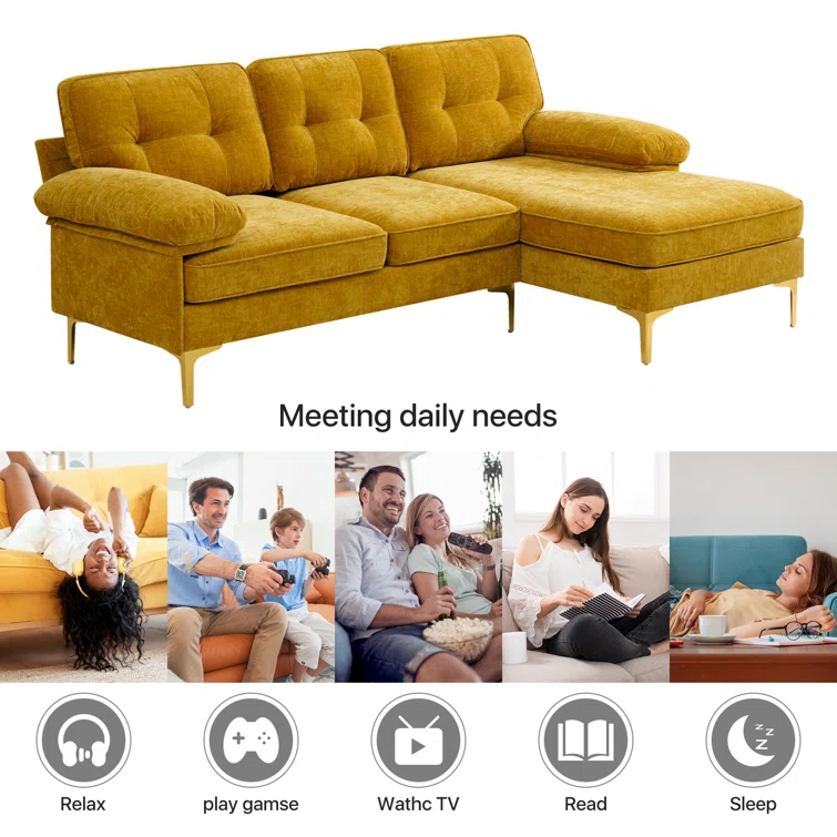 Rhylin 82.7'' Reversible Upholstered Sectional Sofa Chaise