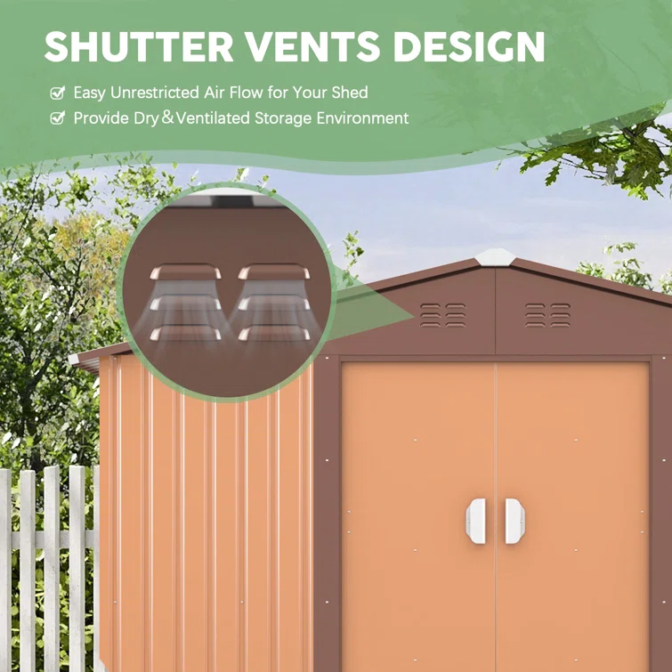 9.1 x 10.5 Ft. Outdoor Garden Backyard Storage Shed with Lockable Sliding Doors