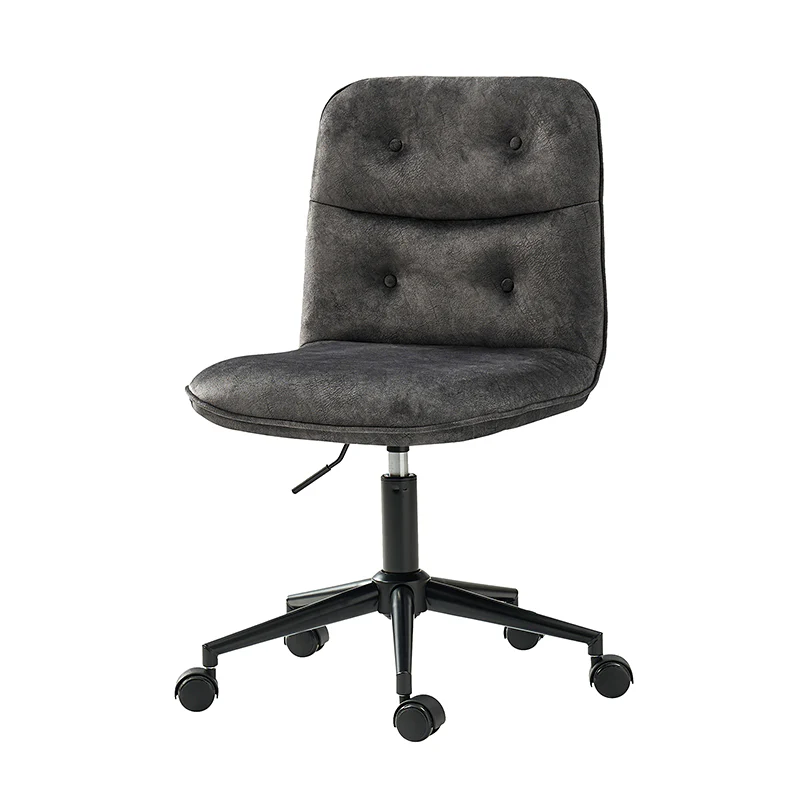 Leonhard Upholstered Swivel Task Chair: Plush Velvet Feel with Linen-Inspired Fabric, Adjustable Height, and Wheels