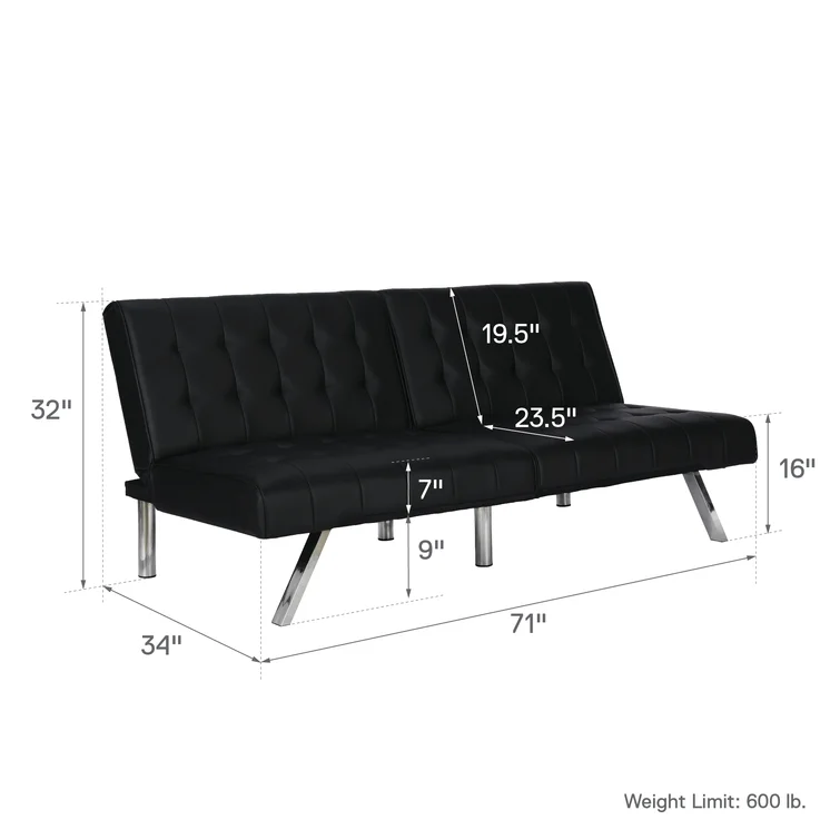 Acquaviva Twin 71'' Faux Leather Tufted Convertible Sofa