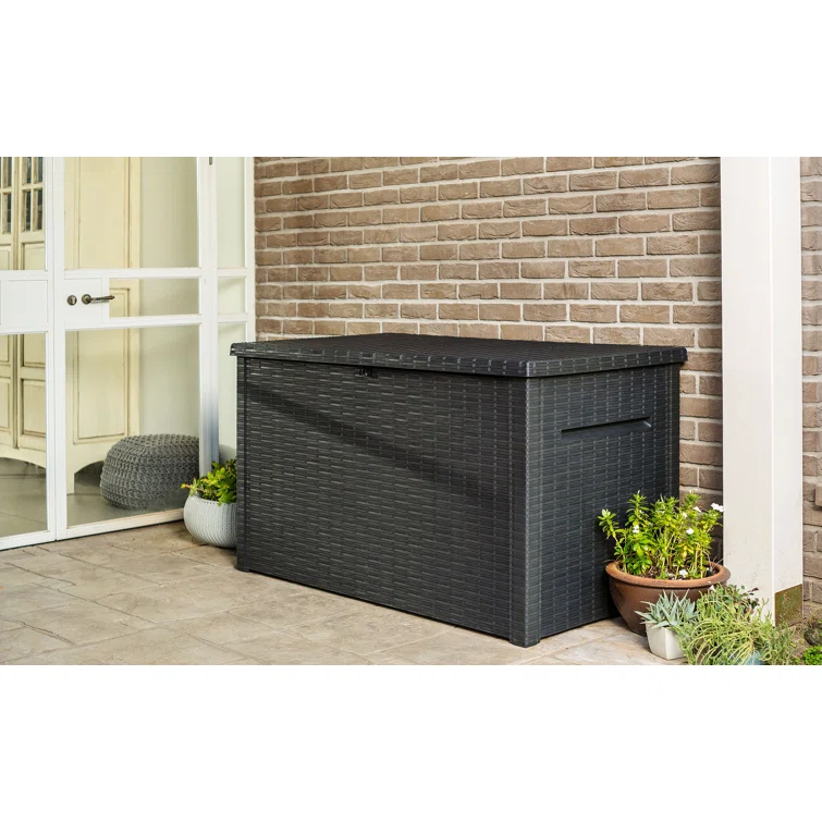 Keter Java 230 Gallon XXL Durable Resin Outdoor Storage and Organization Deck Box Ideal For Garden Patio Furniture and Supplies