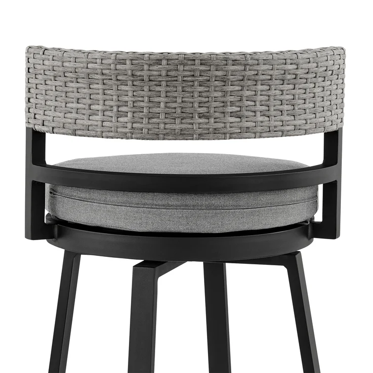Alirra 5 Piece Outdoor Bar Table Set in Aluminum with Gray Cushions
