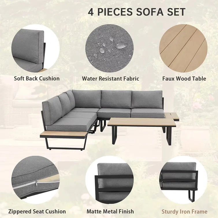 5 - Person Outdoor Seating Group with Cushions