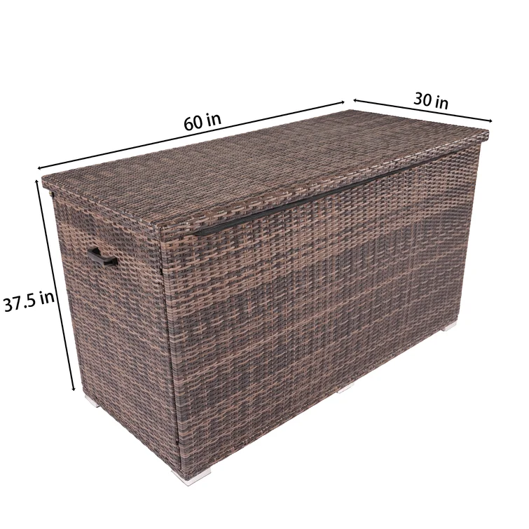 Moda Furnishings 67'' W 264 Gallons Water Resistant Wicker Deck Box in Brown