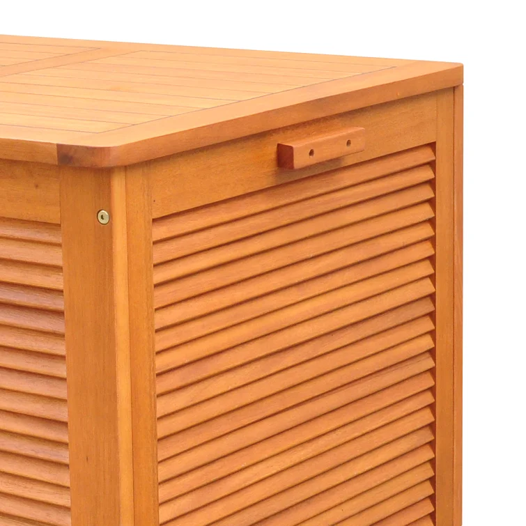 Red Barrel Studio® 48.62'' W 117 Gallons Water Resistant Solid Wood Eucalyptus Deck Box in Golden Oak