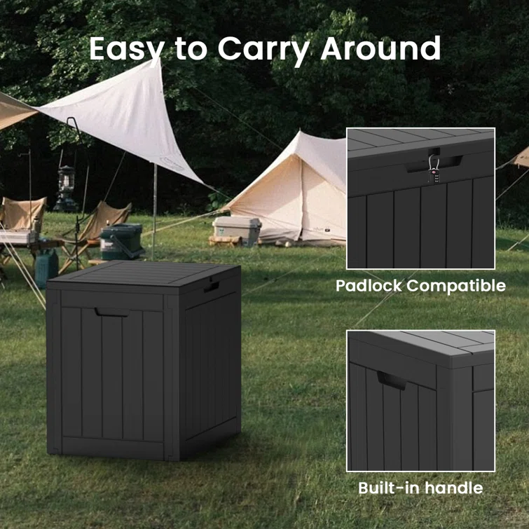 LeHom 22'' W 32 Gallons Water Resistant Resin Lockable Deck Box