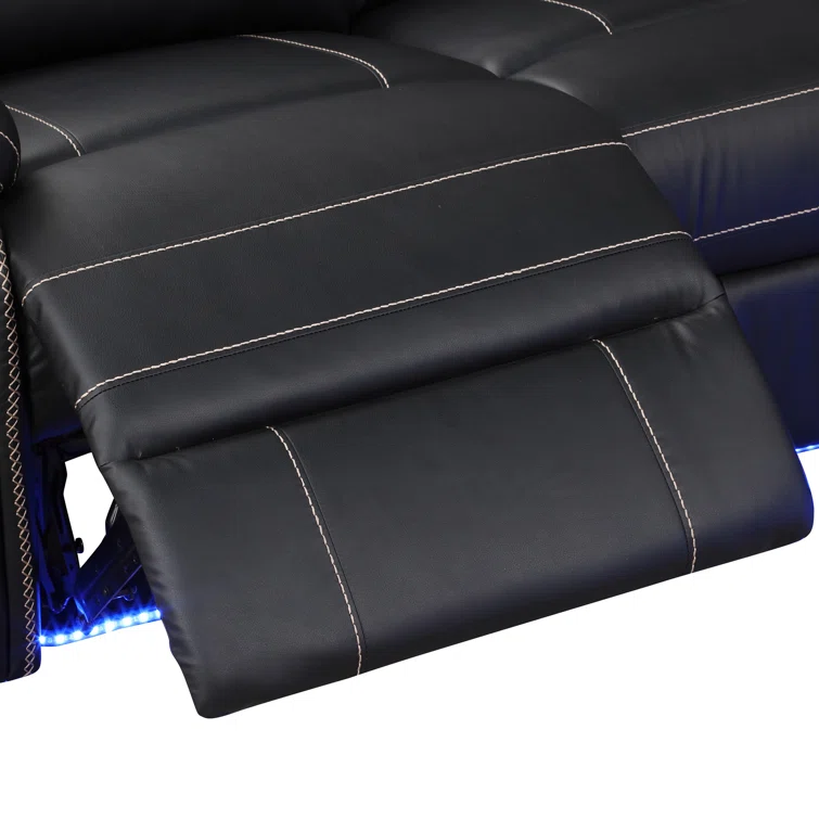 Yaniah Manual Reclining Sectional Sofa Set with LED Strips and Cup Holders