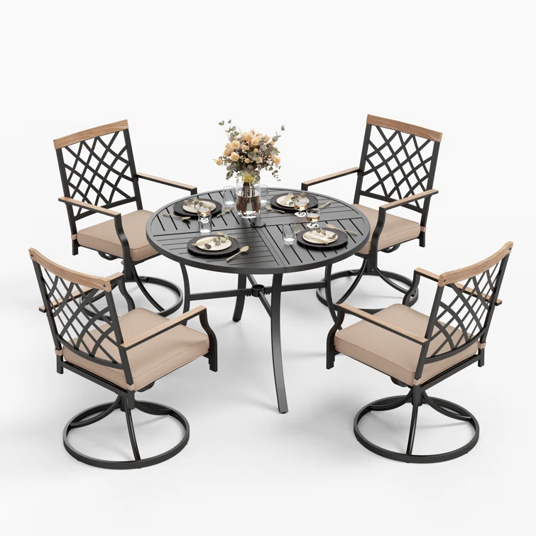 Alyah 4 - Person Round Outdoor Dining Set