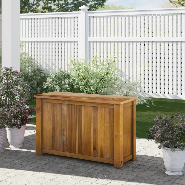 Gracie Oaks Debraoh 32'' W 29 Gallons Solid Wood Acacia Deck Box