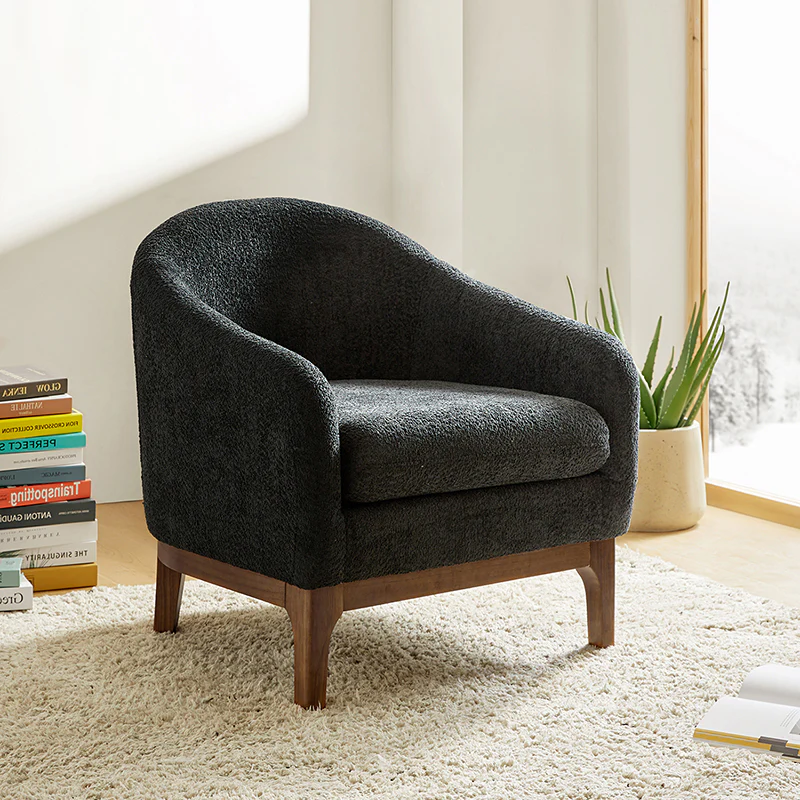 August Boucle Armchair Chair with Soft, Fuzzy Texture