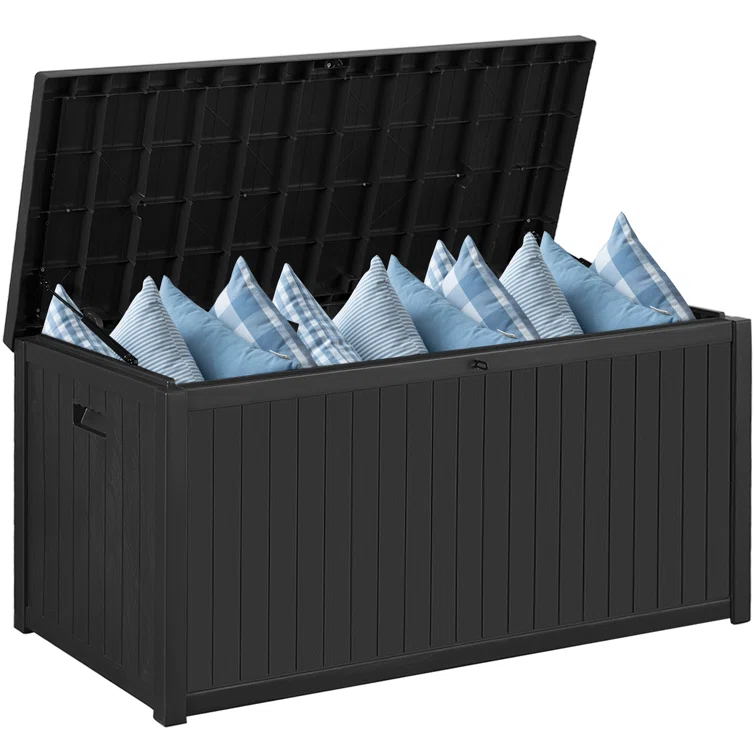 FOREST HOME 120 Gallon Water Resistant Resin Lockable Deck Box in Black