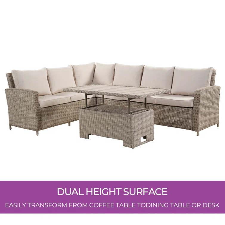 6 - Person Outdoor Wicker Corner Sofa With Sunbrella ® Fabric