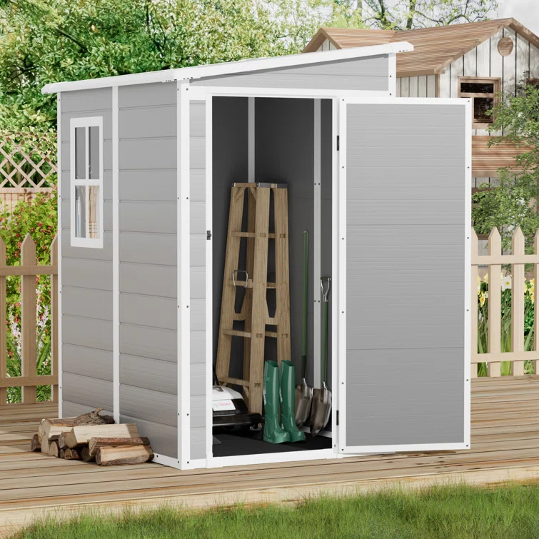 4 ft. W x 5 ft. D Plastic Lean-To Storage Shed