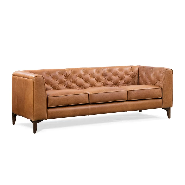 Peale 89'' Full-Grain Genuine Italian Leather Sofa