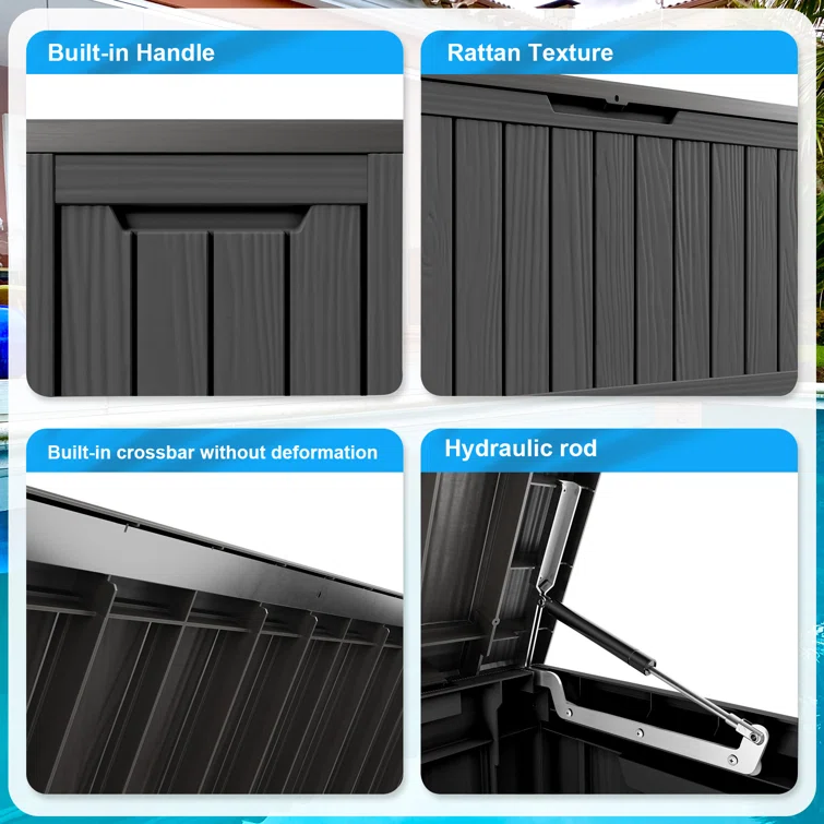 LeHom 46.3'' W 80 Gallons Water Resistant Resin Lockable Deck Box