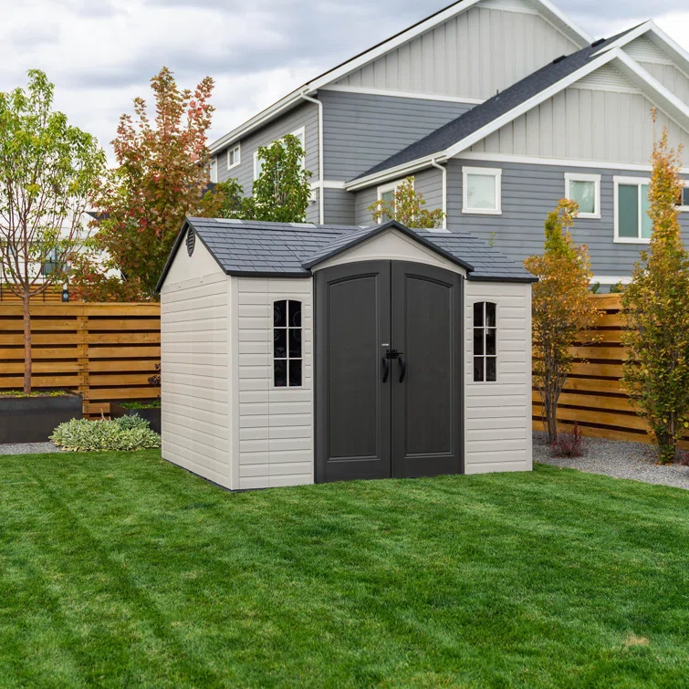 10 Ft. x 8 Ft. High-Density Polyethylene Outdoor Storage Shed with Steel-Reinforced Construction