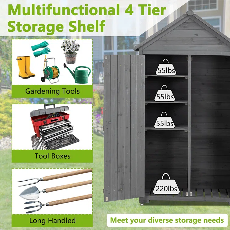 6 ft. W x 2 ft. D Wood Tool Shed