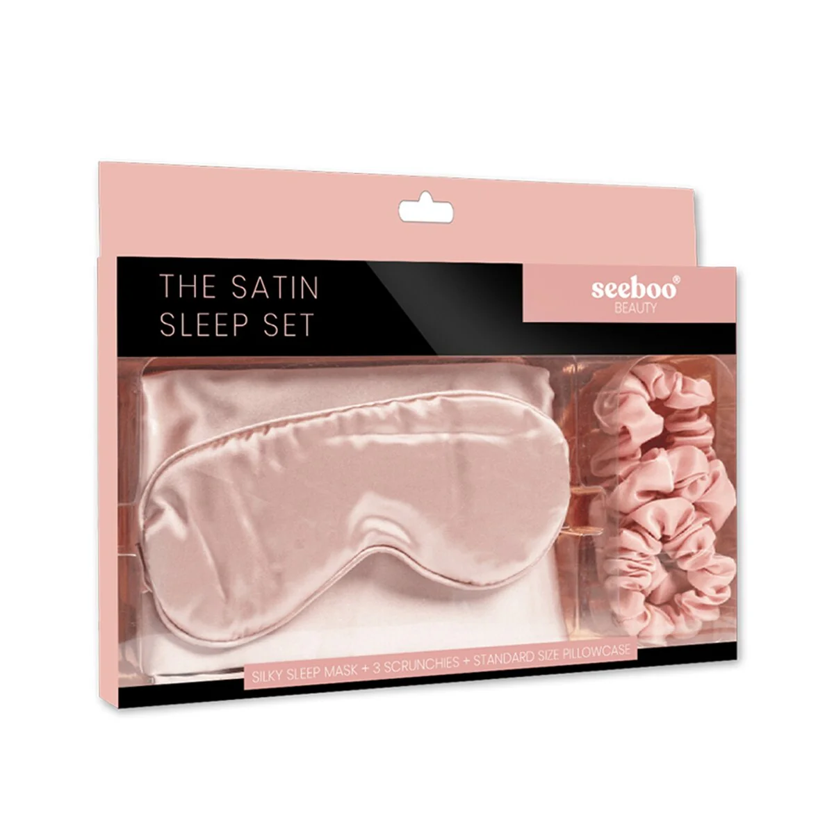 Silky Satin Pillow Case Set with Sleep Mask and Hair Scrunchies