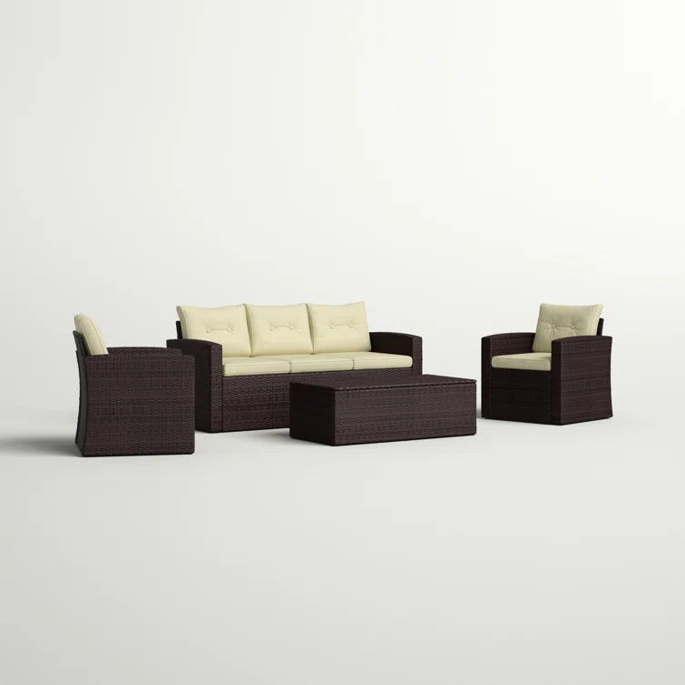 Arlington Outdoor Wicker 5 - Person Seating Group with Cushions & Storage