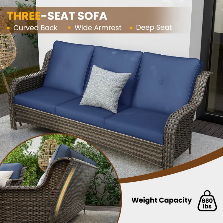 Harminnie 5 - Person Oversized Wicker Outdoor Seating Group with Cushions