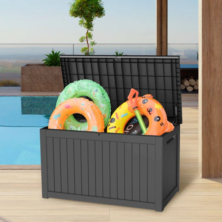 Cypress Backyard 57.5'' W 230 Gallons Water Resistant Polyester Lockable Deck Box in Black