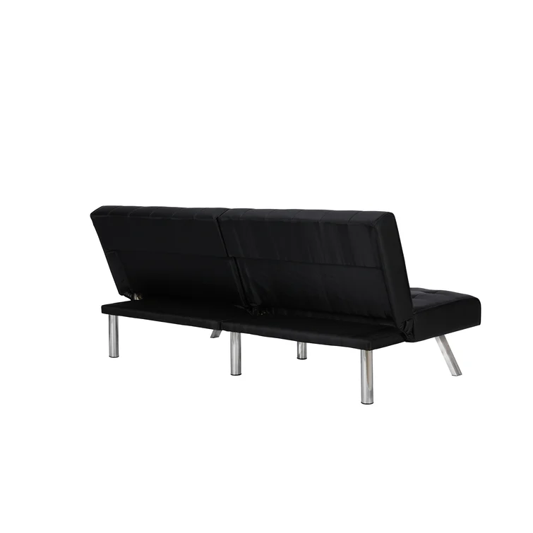 Acquaviva Twin 71'' Faux Leather Tufted Convertible Sofa